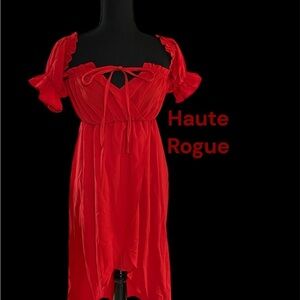 HAUTE ROGUE RED BARE SHOULDER DRESS IN SIZE SMALL VERY GENTLY WORN